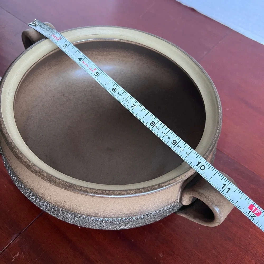 Denby England Casserole Dish with Lid Handled Brown Textured Stoneware 8x4 MCM